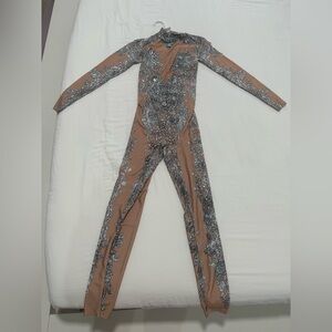 Mew Mews Cassiopeia Embellished Jumpsuit In Light Nude